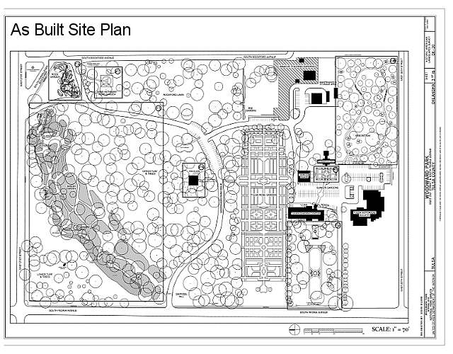 Image of a property plan drawing in black and white, used in As-Built" Surveys