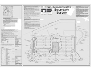 An image of a Boundary Survey in black and white with a lot of details and text