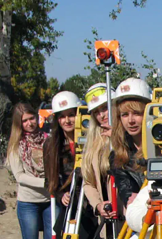 4 Women conducting a land survey on a beautiful sunny spring day in Frederick MD