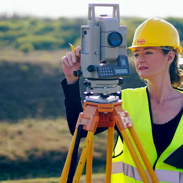 land surveying total station setup to conduct a survey